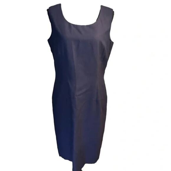 Vintage Oleg Cassini Sleeveless Navy Blue Sheath Dress – Timeless Elegance - Picture 1 of 8